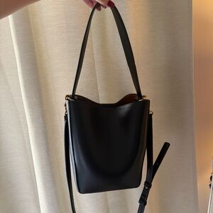 Zara Black Vegan Leather Bucket Bag